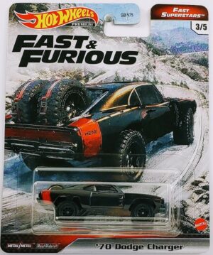Hot Wheels Premium - Fast & Furious - Fast Superstars - '70 Dodge Charger (Off-Road Custom) - Black - (GRL83)
