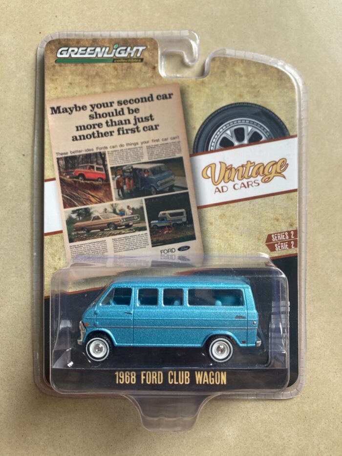 1968 Ford Club Wagon - Blue - Vintage AD Cars Series 2-39030-C Greenlight - 1968 Ford Club Wagon - Blue - Vintage AD Cars Series 2 - Image 1