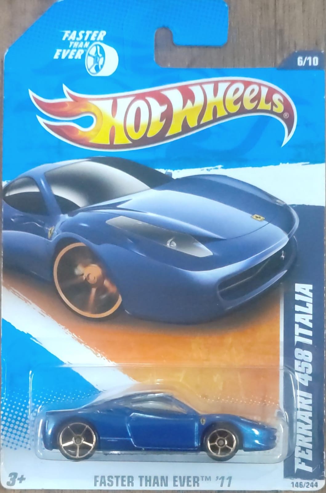 WhatsApp Image 2024-11-30 at 22.24.41 Hot Wheels - Ferrari 458 Italia (V0008) Blue - 2011 Faster Than Ever Edition. - Image 1