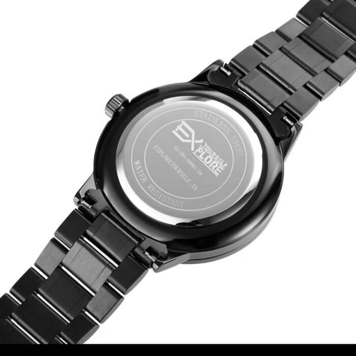 Explore Yourself Men’s Luxury Spinning Car Wheel Watch – High-Performance Quartz Timepiece with Rotating Rim Dial, Black Stainless Steel Band (White Edition) - Image 3