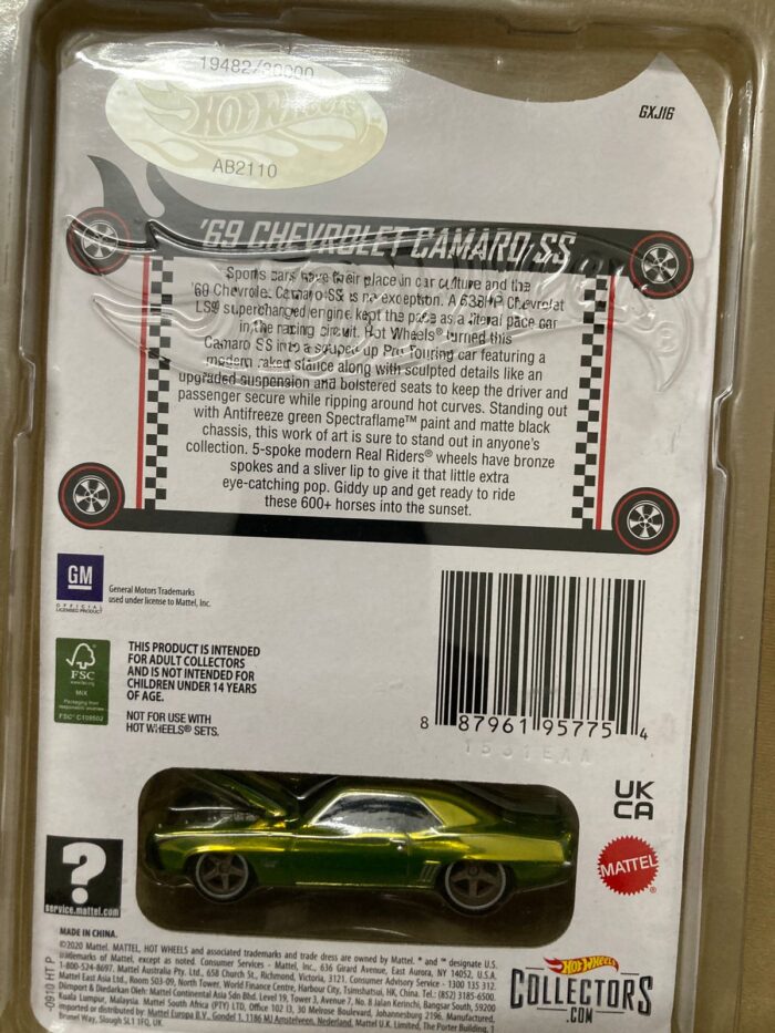 Hot Wheels RLC - 1969 Chevrolet Camaro SS - GXJ16 - Serial# 19482/30000 - Image 2