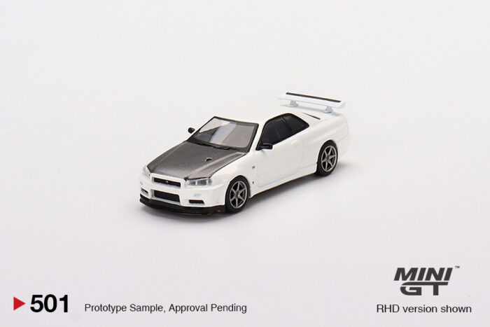 MINI GT - Nissan Skyline GT-R (R34) V-Spec II N1 - White - Unsealed Mint Condition - Image 2