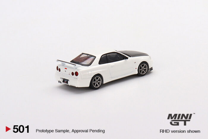 MINI GT - Nissan Skyline GT-R (R34) V-Spec II N1 - White - Unsealed Mint Condition - Image 3