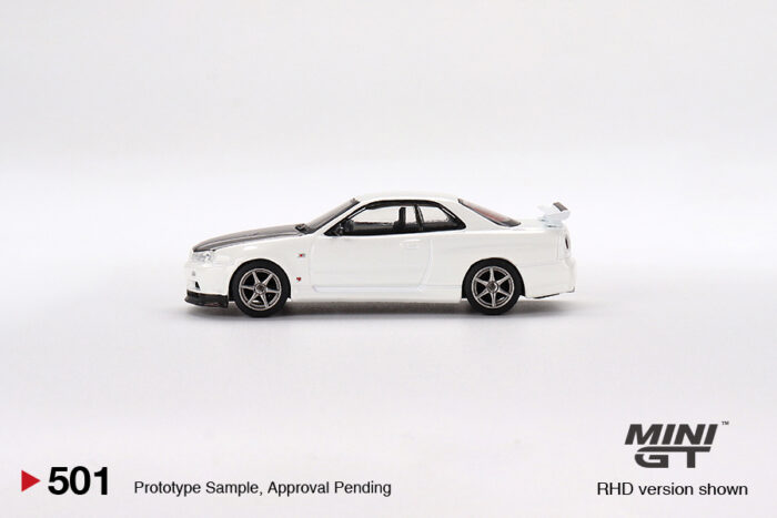 MINI GT - Nissan Skyline GT-R (R34) V-Spec II N1 - White - Unsealed Mint Condition - Image 4