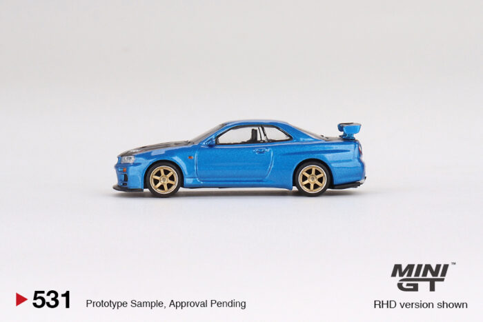 MINI GT - Nissan Skyline GT-R (R34) Top Secret - Bayside Blue - Unsealed Mint Condition - Image 3