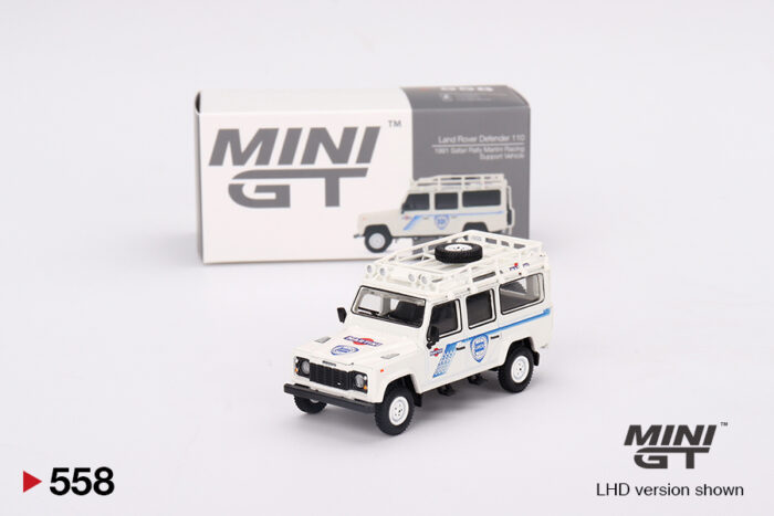 MINI GT - Land Rover Defender 110 - 1991 Safari Rally Martini Racing Support Vehicle - Image 1
