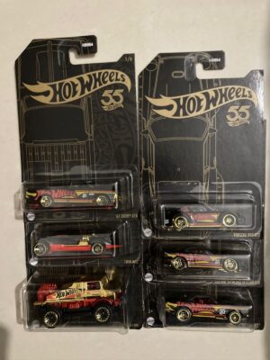 Hot Wheels - 55th Anniversary Black Chrome set of 6 Cars (HDH54-2023)