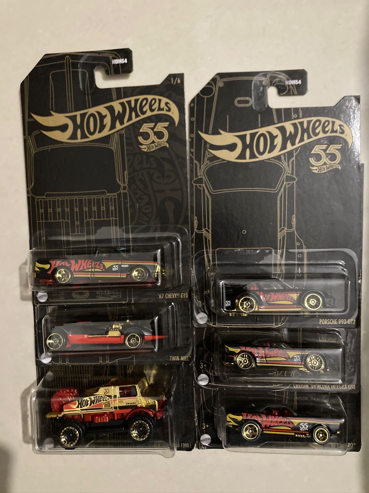 55th Anniversary Black Chrome set of 6 Cars-HDH54 Hot Wheels - 55th Anniversary Black Chrome set of 6 Cars (HDH54-2023) - Image 1