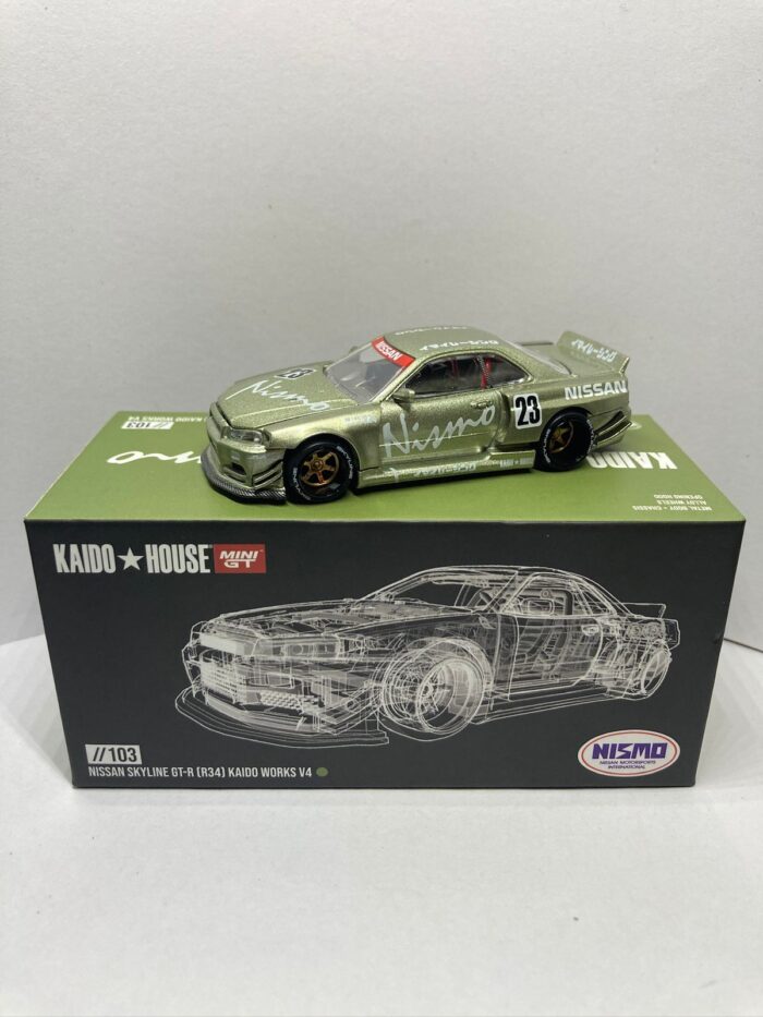 KAIDO HOUSE - Nissan Skyline GT-R (R34) Kaido Works V4 - Millenium Jade - Unsealed Mint - Image 2