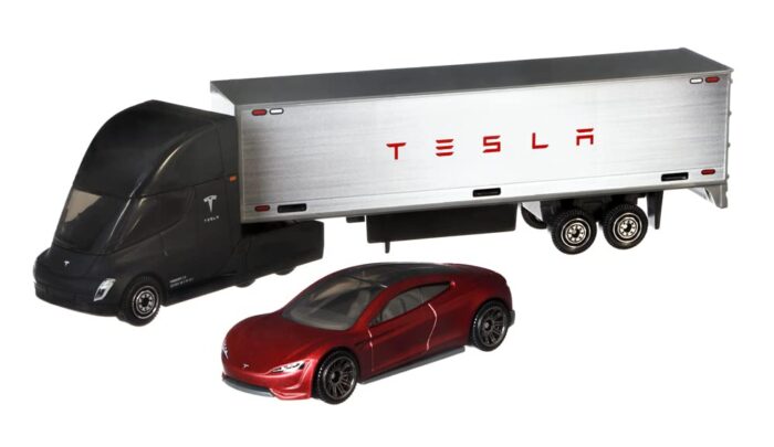 Matchbox Convoys -Tesla Semi & Box Trailer + Tesla Model S (GMD02) [Bad Card]. - Image 2