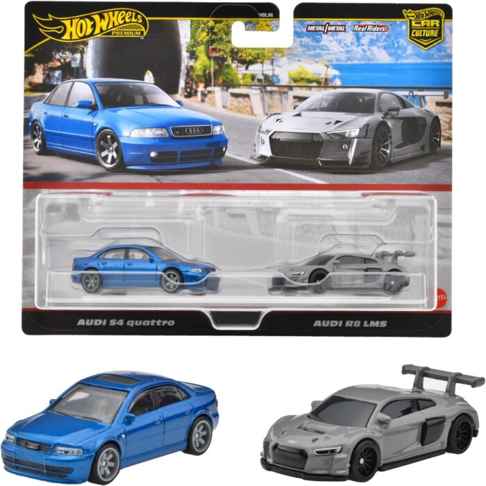 Hot Wheels Premium 2 Pack - Audi S4 Quattro + Audi R8 LMS (JDY82) [Imported]. - Image 1