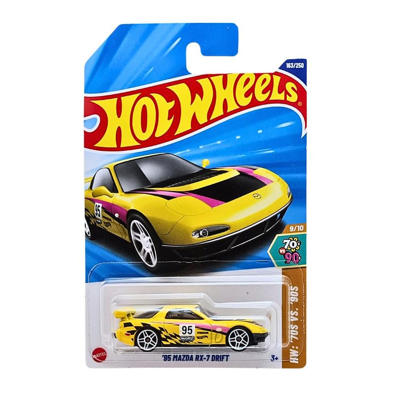 95 Mazda RX-7 Drift-HYY95 Hot Wheels Mainline - 95 Mazda RX-7 Drift - HYY95 - Yellow - Image 1