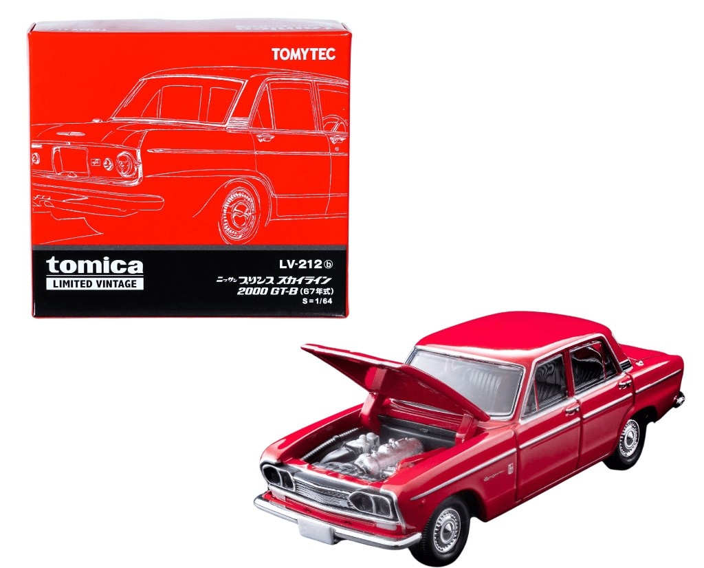 6 Tomica Limited Vintage - Nissan Prince Skyline 2000GT-B Red 67 (LV-212b). - Image 1