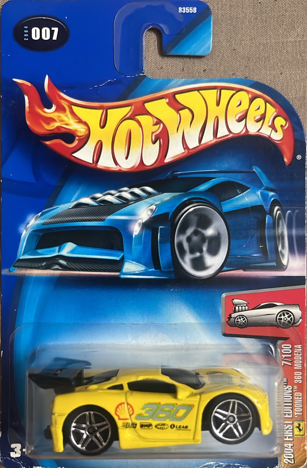 B3558-0714 Hot Wheels - Ferrari Tooned 360 Modena - (B3558) Yellow. - Image 1