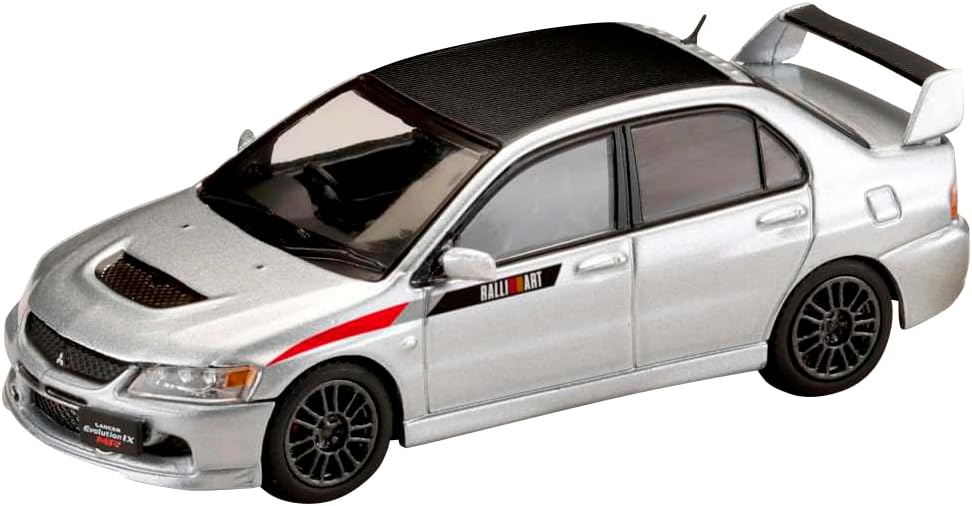 HJ647054CS-1 Hobby Japan 64 Mitsubishi Lancer Evolution 9 MR GSR JDM Custom With Engine Display Model Cool Silver Metallic - Image 1